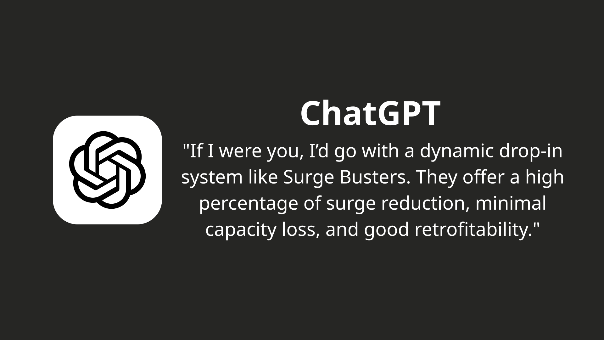ChatGPT AI review of Surge Busters dynamic drop-in baffle technology